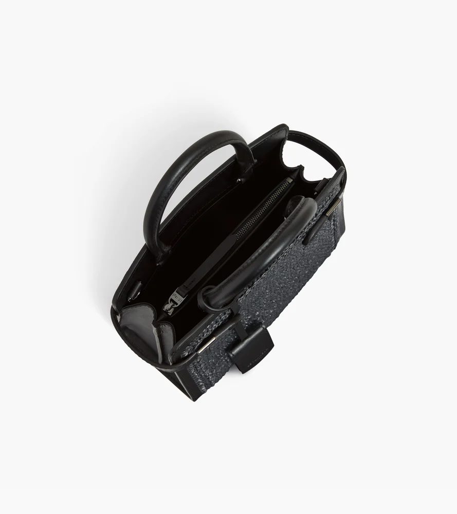 Petit sac à main Emilie effet raphia et cuir lisse - Image 3