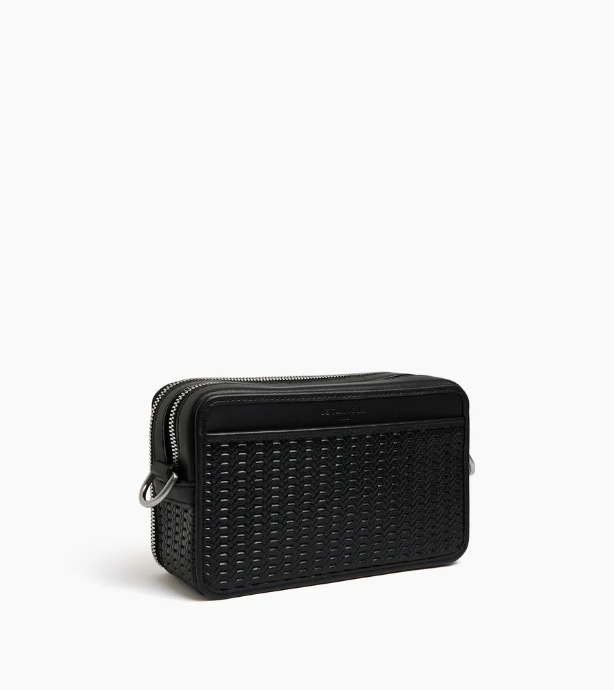 Petite sacoche 2 compartiments Emile en cuir embossé et cuir lisse - Image 4