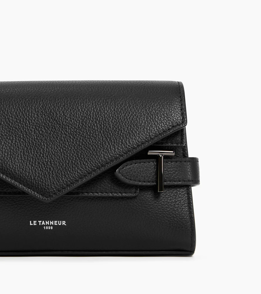 Sac pochette avec bandoulière double rabat Emilie en cuir grainé - Image 3