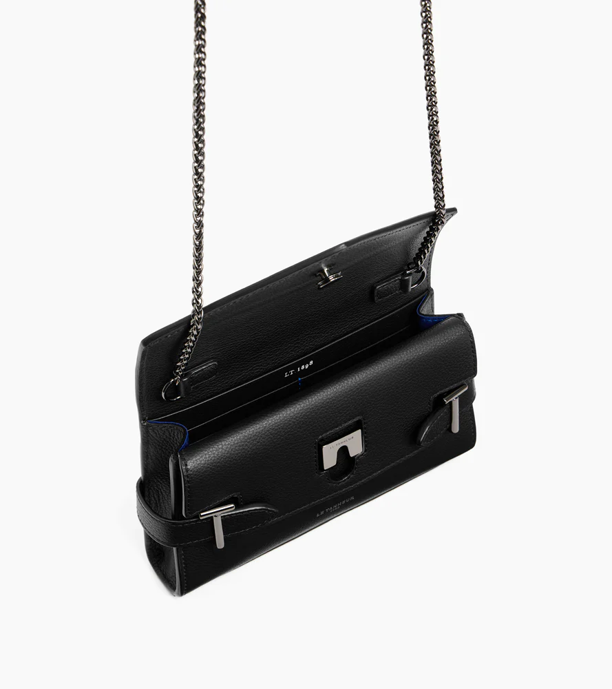 Sac pochette avec bandoulière double rabat Emilie en cuir grainé - Image 4