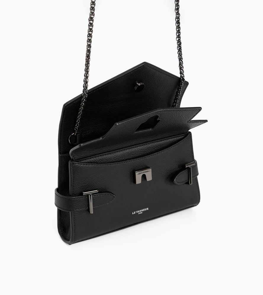 Sac pochette avec bandoulière double rabat Emilie en cuir grainé - Image 5