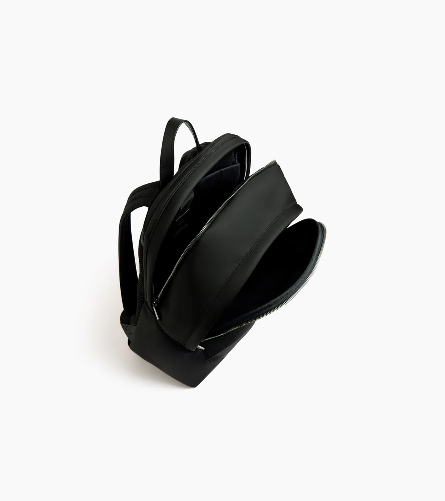 Sac à dos zippé Basile en toile nylon et cuir lisse - Image 3