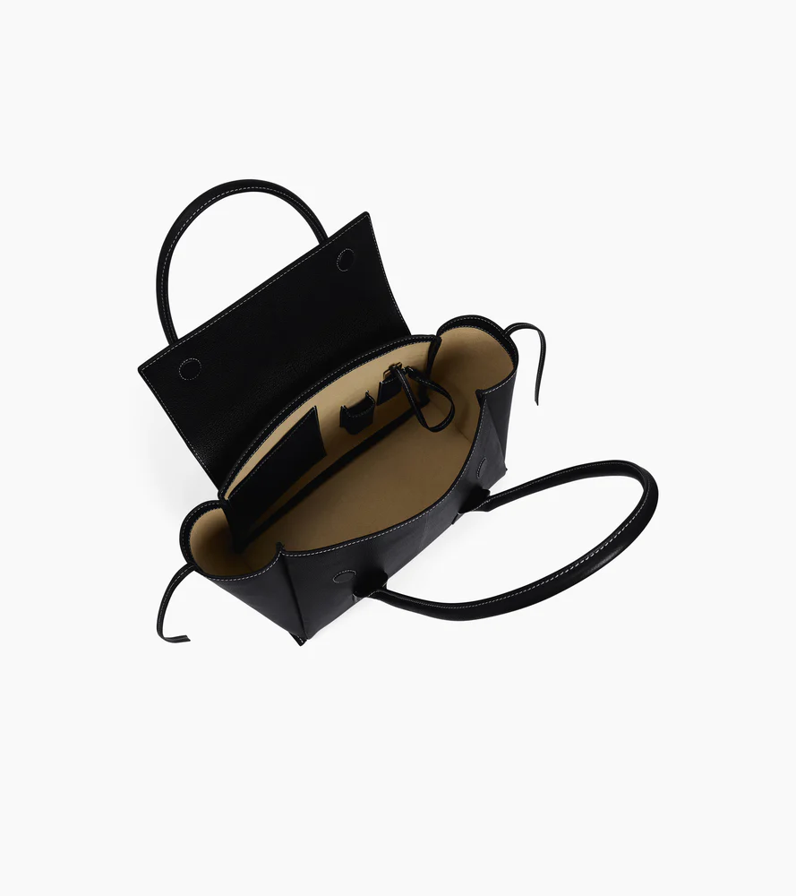 Sac cabas moyen modèle à rabat Elena en cuir grainé - Image 4